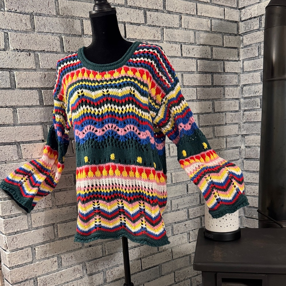 🎁 Colorful Crochet Knit Women's Sweater “Gift Ready for the Holidays” 🎁